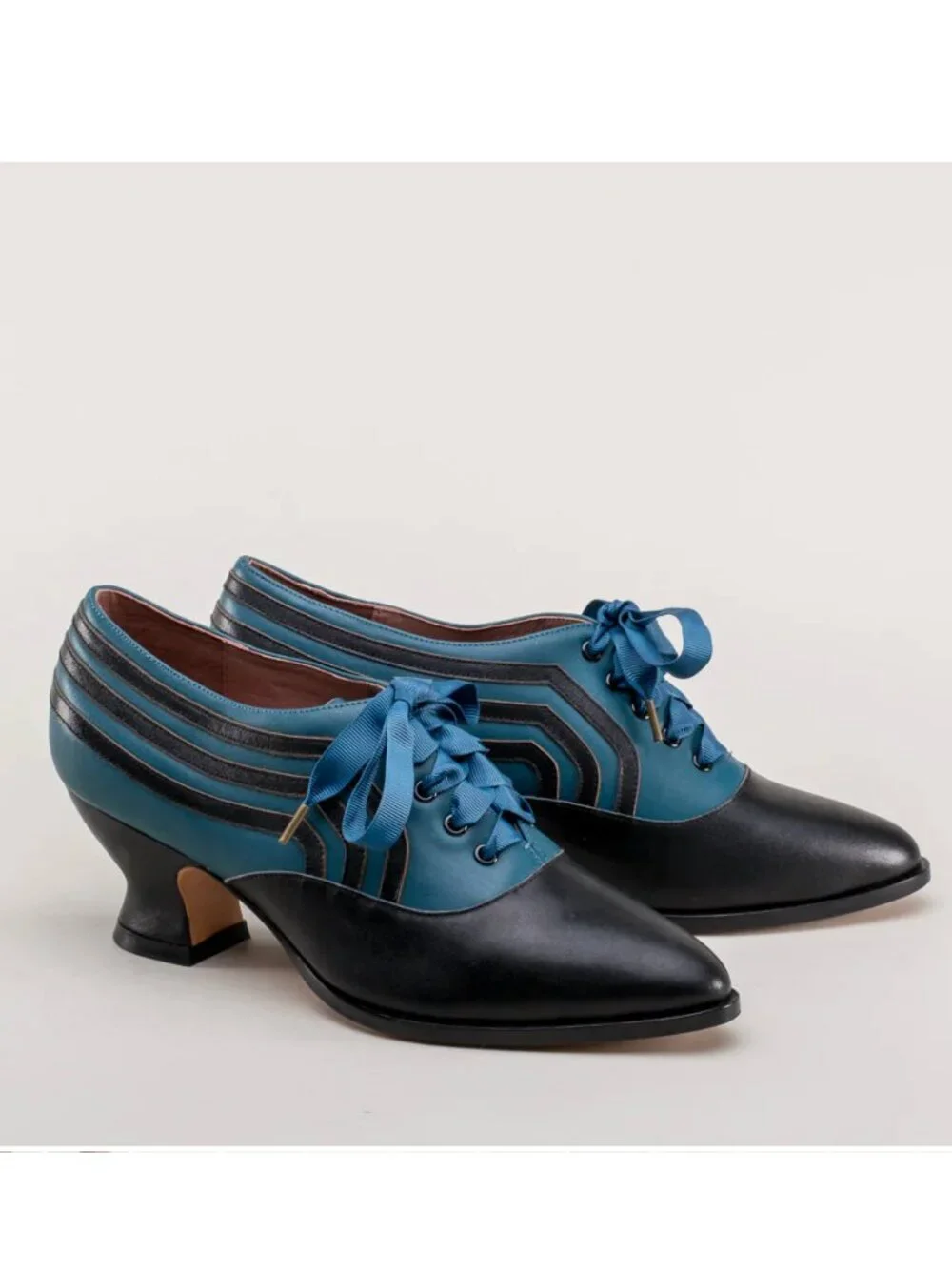 American Duchess Bernadette Blue/Black Edwardian Oxford Shoe Women's Size 9.5 - Picture 1 of 14